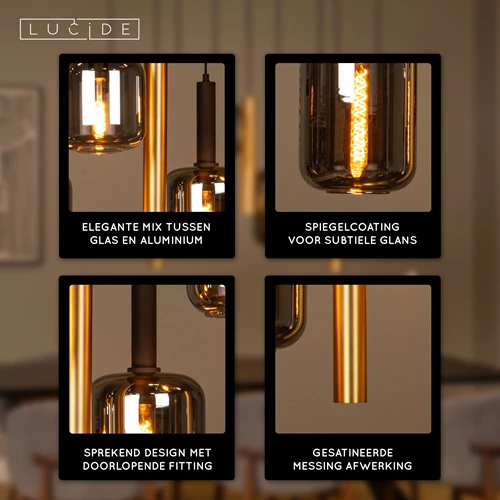 Lucide JOANET - Hanglamp - 6xE27 - Messing - USP